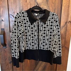 Elegant Black and White Patterned Women's Blazer